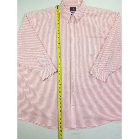 Stafford Size 20 34-35 Big Salmon White Stripe Wrinkle Free Oxford Button Down - Picture 8 of 9